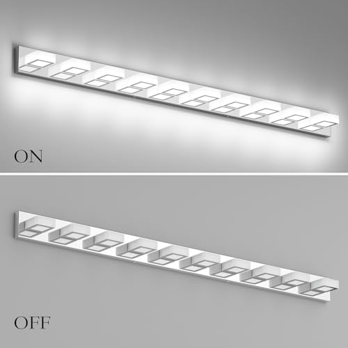 66inch Chrome Bathroom Vanity Lights Stainless Steel Acrylic LED Modern Chrome Bathroom Wall Lighting Fixtures
