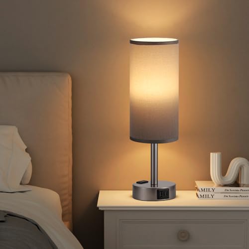 Grey Bedside Lamp for Bedroom