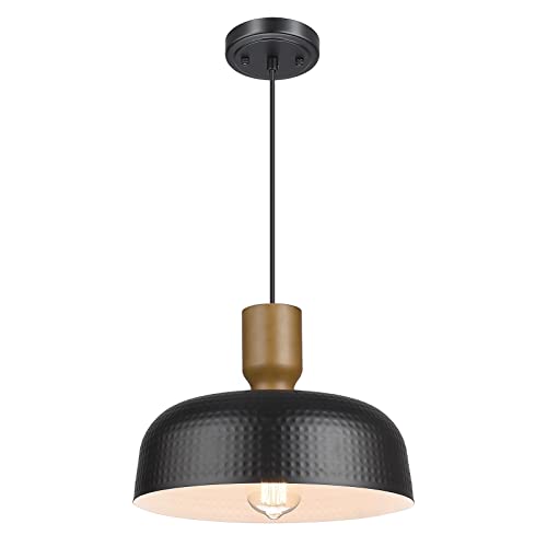 Industrial Pendant Light Fixtures Ceiling Hanging with Hammered Metal Shade