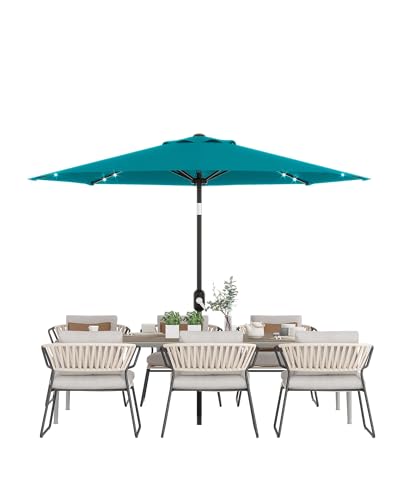 9FT Solar LED Patio Umbrella with Tilt & Crank