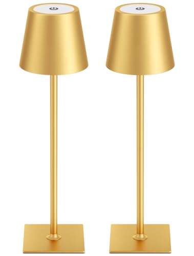 Gold Cordless Rechargeable Table Lamp 5000mAh Battery Operated Lamps (2 Count)