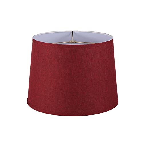 32095 Transitional Hardback Empire Shaped Spider Construction Lamp Shade in Burgundy Burlap Texture Fabric