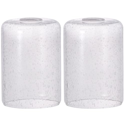 Clear Bubble Seeded Cylinder Glass Lamp Shade 2 Pack