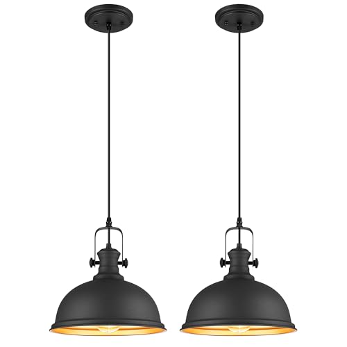 2 Pack Black Pendant Lights for Kitchen Island (2 Count)