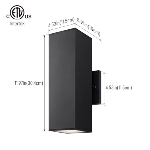 12" Modern Outdoor Porch Light in 2 Lights