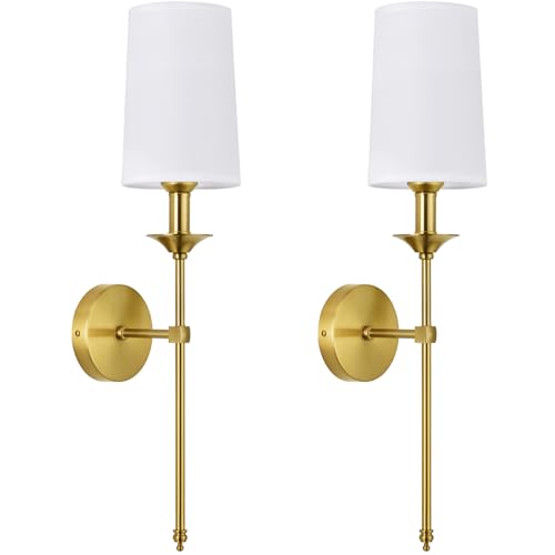 Hardwired Wall Sconces Set of 2 Candle Gold Wall Light for Bedroom Living Room Vanity Hallway Farmhouse Wired Bathroom Sconce (2 Count)