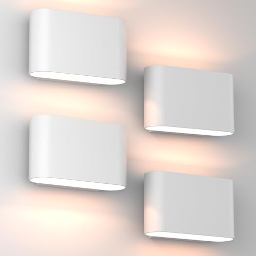 Modern LED Wall Sconces Hardwired Interior Wall Lights 4 Packs Indoor Aluminum Up and Down Wall Mount Light for Living Room Bedroom Hallway Corridor Warm White 3000K (4 Count)
