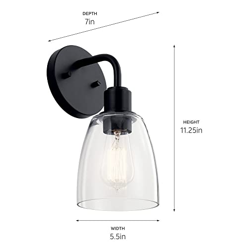 Meller 11.25 Inch 1 Light Wall Sconce with Clear Glass in Brushed Nickel
