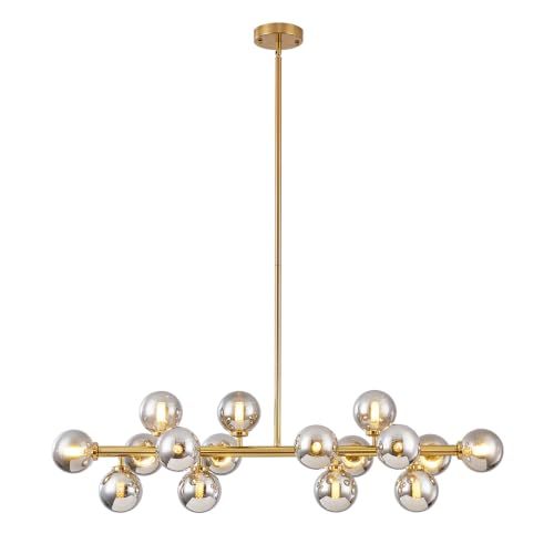 Mid Century Modern Glass Globe Sputnik Chandelier with Smoke Grey Bubble
