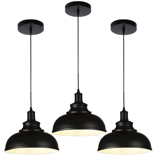 Black Dome Metal Pendant Lights (3 Count)
