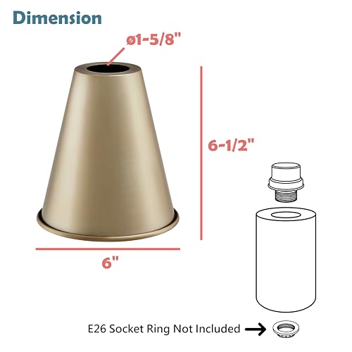 21603-41,Replacement Cone Metal Shade for Pendant Light,Light Bronze,6"W x 6-1/2"H,Center Hole 1-5/8"