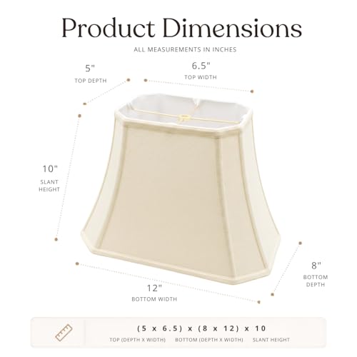 BSO-710-12LNEG-2 Rectangle Cut Corner Basic Lamp Shade, (5x6.5) x (8x12) x 10, Linen Eggshell, 2-Pack (2 Count)
