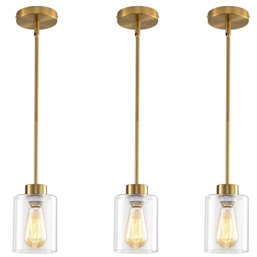 Modern Black Farmhouse Pendant Light with Glass Shade