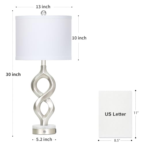 Silver Table Lamps Set of 2 for Living Room (2 Count)
