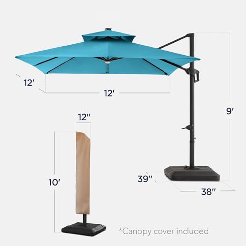 12x12ft LED Cantilever Patio Umbrella w
