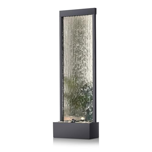 Mirror Waterfall Fountain with Stones and Lights