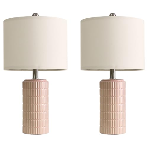 20.75" Pink Ceramic Table Lamps Set of 2 (2 Count)