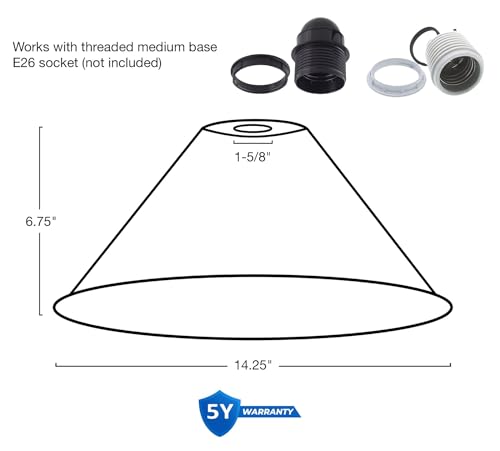14" Large Industrial Metal Pendant Light Shade Covers (3 Count)