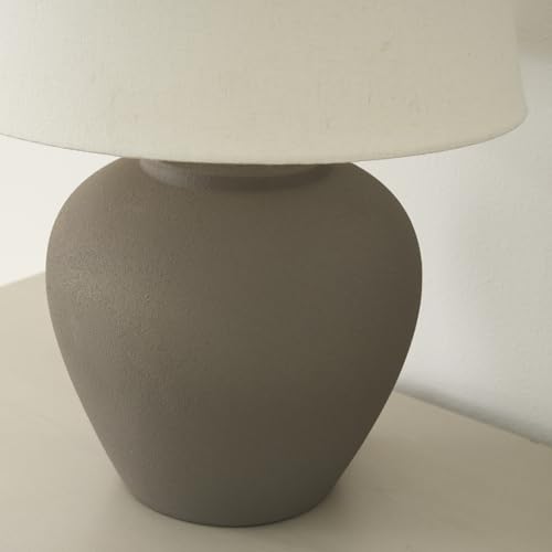 Home 20" Brown Matte Ceramic Table Lamp with Fabric Shade