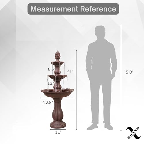 51" 3 Tier Outdoor Waterfall Fountain