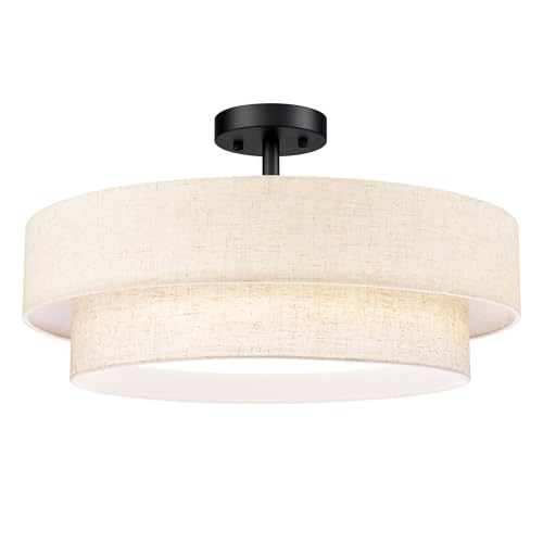 20 Inch Semi Flush Mount Round Ceiling Light Fixture