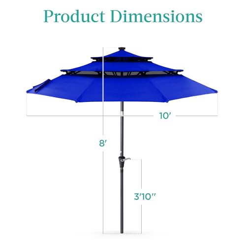 10ft 3 Tier Solar Patio Umbrella
