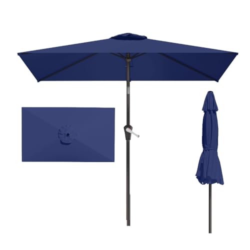 6.5' x 10' Rectangular Patio Umbrella Large Outdoor Market Umbrella w
