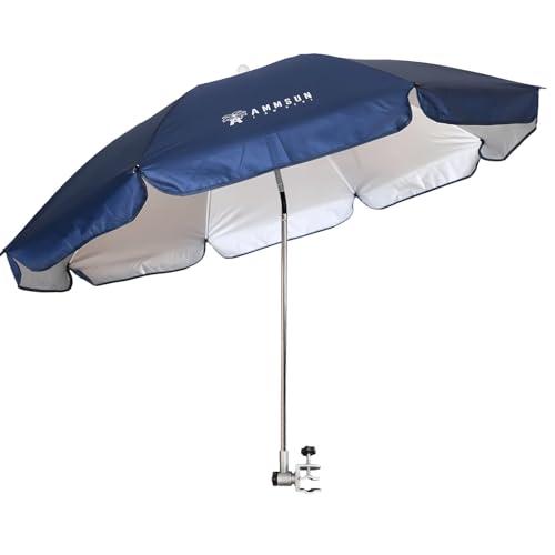 Chair Umbrella with Universal Clamp Adjustable 47 inches and 360° Swivel & UPF 50+ Protection Portable Sun Umbrella