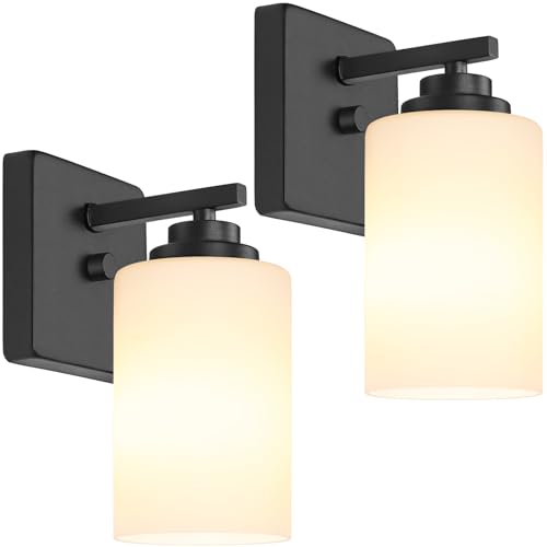 Wall Sconces Set of 2 with White Glass Shade for Bathroom (2 Count)