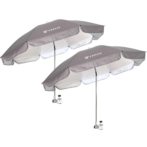 Chair Umbrella with Universal Clamp Adjustable 47 inches and 360° Swivel & UPF 50+ Protection Portable Sun Umbrella (2 Count)
