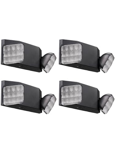 4 Pack LED Emergency Lights with Battery Backup UL Listed Black (4 Count)