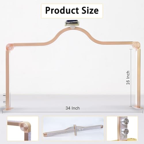 Nail Light for Desk Half Moon Light for Nail Desk 34Inch Foldable LED Table Lamp Manicure for Table Adjustable Dimmable Half Moon Lamp for Lash Beauty Tattoos Crafts Gold