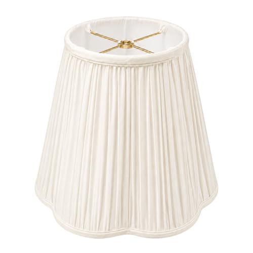 BS-754-16WH Bottom Scallop Gather Pleat Basic Lamp Shade, 8 x 16 x 13, White