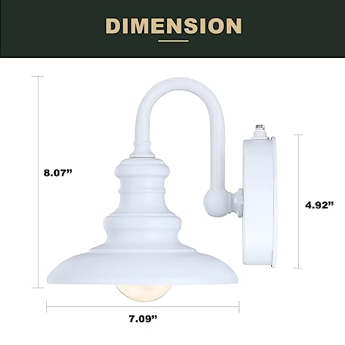Dusk to Dawn Sensor Outdoor Gooseneck Barn Light Fixture White