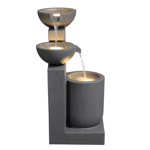 Gray Modern Tiered Bowl Fountain