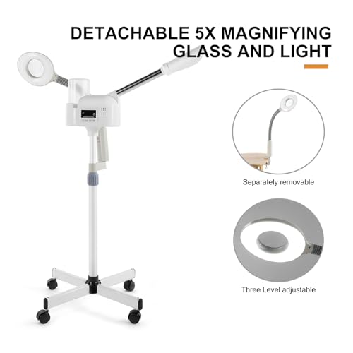 Professional Facial Steamer with 5X LED Magnifying Lamp 2 in 1