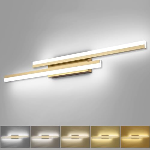 40 Inch LED Vanity Light Brushed Gold Bathroom Light Fixtures Over Mirror Modern Bath Lighting Bar 5CCT
