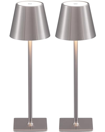 2 Pack Cordless Brushed Nickel Table Lamps (2 Count)