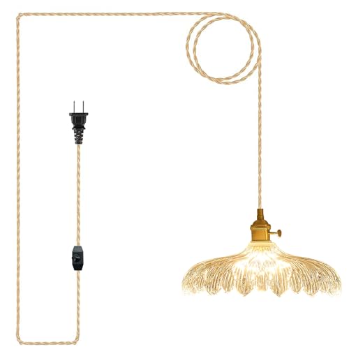 Plug in Pendant Light with Water Ripple Effect Thickened High