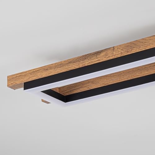 39.3" LED Modern Ceiling Lights Wooden Square Rectangular Lamp Fixture Wood