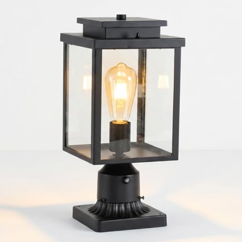 Dusk to Dawn Black Outdoor Post Light Hardwired with Pier Mount Base