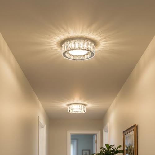 11 Inch Dimmable Luxury Crystal LED Flush Mount Ceiling Light
