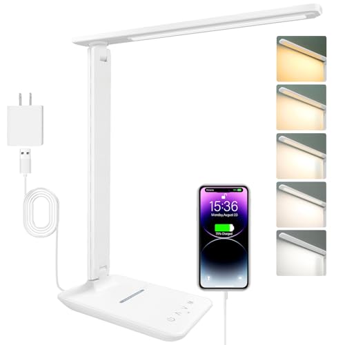 LED Desk Lamp with 15W Wireless Charger & USB Port