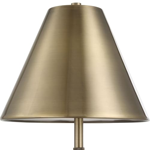 Nexum Antique Brass Modern Metal Buffet Table Lamp with Tapered Metal Shade
