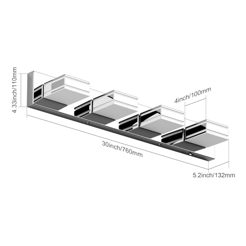 30inch Chrome Vanity Light for Bathroom with 5 Color Temperatures