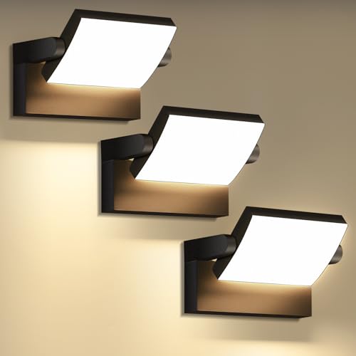 3 Pack Outdoor LED Wall Lights 40W Black Flood Lights 350°Rotation Exterior Lighting Fixture Commercial Security 3000K Waterporof for Barn Yard Garage Building Area Backyard (3 Count)