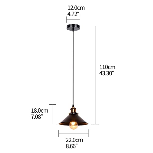 2 Pack Industrial Retro Black Iron Pendant Light (2 Count)