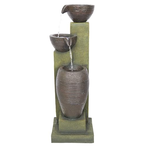 32" Tall 3 Tier Basins Water Fountain with LED Lights