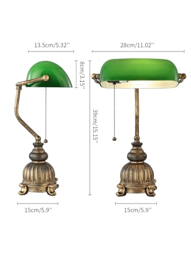 Retro Green Glass Bankers Desk Lamp