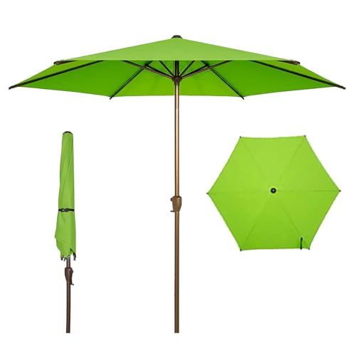 7.5FT Outdoor Patio Umbrella Outdoor Table Umbrella with Crank Market Umbrella 6 Sturdy Ribs UV Protection Waterproof and Push Button Tilt for Garden Deck Backyard Pool